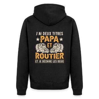 Papa Et Routier - Veste à capuche bio Premium Unisexe - noir - Dos - Nico (187cm)
