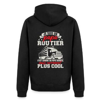 Je Suis Un Papa Routier - Veste à capuche bio Premium Unisexe - noir - Dos - Nico (187cm)