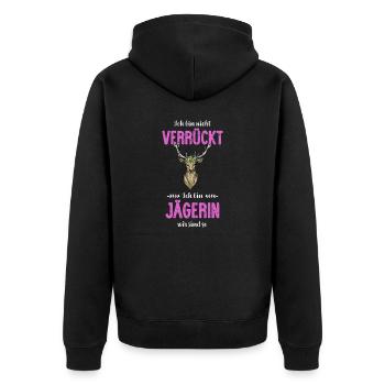 Jägerin I Jagd jagen Motiv zum bestandenen - Unisex Premium Bio Zip Hoodie - Schwarz - Hinten - Nico (187cm)
