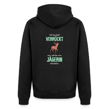 Jägerin I Jagd jagen Motiv zum bestandenen - Unisex Premium Bio Zip Hoodie - Schwarz - Hinten - Nico (187cm)