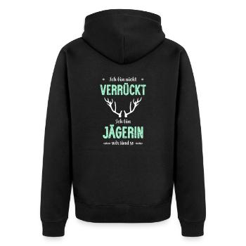 Jägerin I Jagd jagen Motiv zum bestandenen - Unisex Premium Bio Zip Hoodie - Schwarz - Hinten - Nico (187cm)