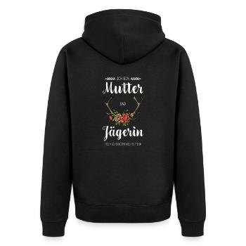 Jägerin I Jagd jagen Motiv zum bestandenen - Unisex Premium Bio Zip Hoodie - Schwarz - Hinten - Nico (187cm)