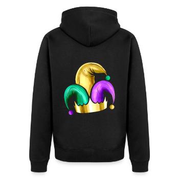 Purple, Yellow Golden And Green Jester Hat For - Unisex Premium Organic Zip Hoodie - black - Back - Nico (187cm)
