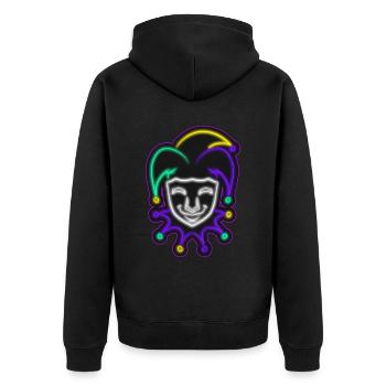 Jester Outline For Mardi Gras - Unisex Premium Organic Zip Hoodie - black - Back - Nico (187cm)