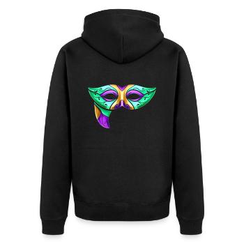 Masque vert pour Mardi Gras - Veste à capuche bio Premium Unisexe - noir - Dos - Nico (187cm)