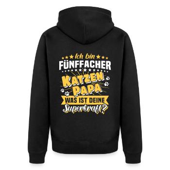 Fünffacher Katzenpapa Katze Papa - Unisex Premium Bio Zip Hoodie - Schwarz - Hinten - Nico (187cm)