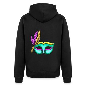 Masque vert pour Mardi Gras - Veste à capuche bio Premium Unisexe - noir - Dos - Nico (187cm)