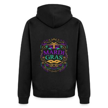 Lettering And Ornaments For Mardi Gras - Unisex Premium Bio Zip Hoodie - Schwarz - Hinten - Nico (187cm)