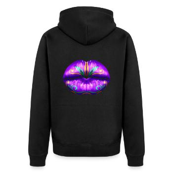 Lèvres violettes pour Mardi Gras - Veste à capuche bio Premium Unisexe - noir - Dos - Nico (187cm)