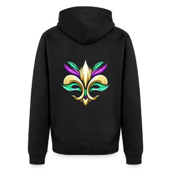 Combination Of Mask And Fleur De Lis For Mardi - Unisex Premium Organic Zip Hoodie - black - Back - Nico (187cm)