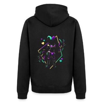 Women Jester Costume For Mardi Grad - Unisex Premium Organic Zip Hoodie - black - Back - Nico (187cm)