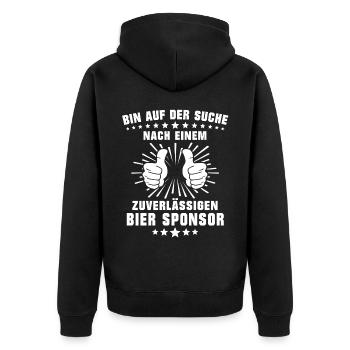 Bier Trinken Saufen Feiern Biersprüche - Unisex Premium Bio Zip Hoodie - Schwarz - Hinten - Nico (187cm)