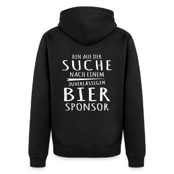 Bier Trinken Saufen Feiern Biersprüche - Unisex Premium Bio Zip Hoodie - Schwarz - Hinten - Nico (187cm)
