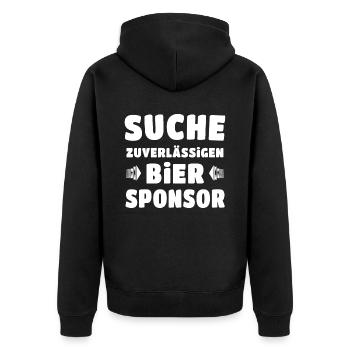 Bier Trinken Saufen Feiern Biersprüche - Unisex Premium Bio Zip Hoodie - Schwarz - Hinten - Nico (187cm)