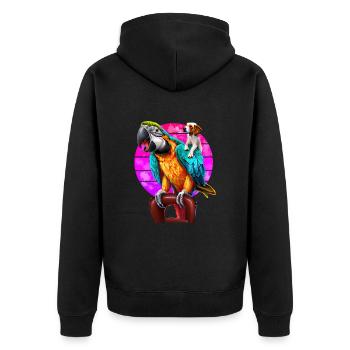 Macaw und Beagle Freundschaft - Unisex Premium Bio Zip Hoodie - Schwarz - Hinten - Nico (187cm)