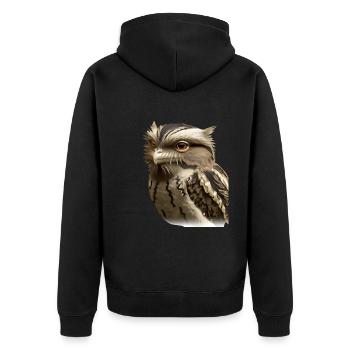 Potoo - the night hunter - Unisex Premium Organic Zip Hoodie - black - Back - Nico (187cm)