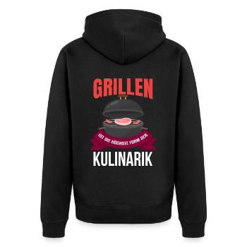 Cooler Griller Barbeque Grillen Spruch - Unisex Premium Bio Zip Hoodie - Schwarz - Hinten - Nico (187cm)