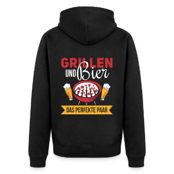 Cooler Griller Barbeque Grillen Spruch - Unisex Premium Bio Zip Hoodie - Schwarz - Hinten - Nico (187cm)