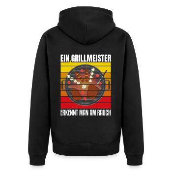 Cooler Griller Barbeque Grillen Spruch - Unisex Premium Bio Zip Hoodie - Schwarz - Hinten - Nico (187cm)