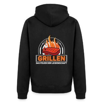 Cooler Griller Barbeque Grillen Spruch - Unisex Premium Bio Zip Hoodie - Schwarz - Hinten - Nico (187cm)