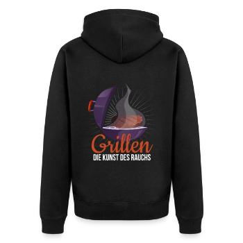 Cooler Griller Barbeque Grillen Spruch - Unisex Premium Bio Zip Hoodie - Schwarz - Hinten - Nico (187cm)