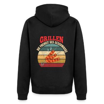 Cooler Griller Barbeque Grillen Spruch - Unisex Premium Bio Zip Hoodie - Schwarz - Hinten - Nico (187cm)