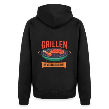 Cooler Griller Barbeque Grillen Spruch - Unisex Premium Bio Zip Hoodie - Schwarz - Hinten - Nico (187cm)