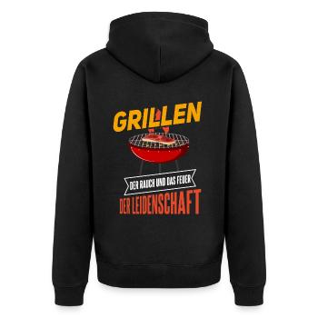 Cooler Griller Barbeque Grillen Spruch - Unisex Premium Bio Zip Hoodie - Schwarz - Hinten - Nico (187cm)
