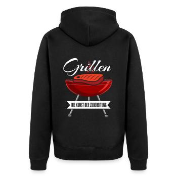Cooler Griller Barbeque Grillen Spruch - Unisex Premium Bio Zip Hoodie - Schwarz - Hinten - Nico (187cm)