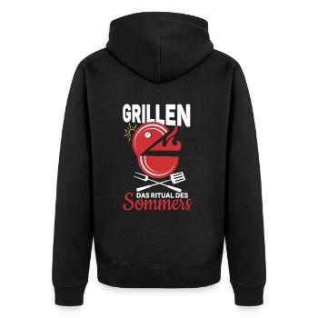 Cooler Griller Barbeque Grillen Spruch - Unisex Premium Bio Zip Hoodie - Schwarz - Hinten - Nico (187cm)