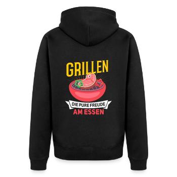 Cooler Griller Barbeque Grillen Spruch - Unisex Premium Bio Zip Hoodie - Schwarz - Hinten - Nico (187cm)