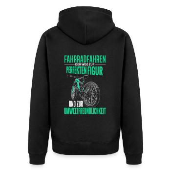 Cooles Mountainbiker Biker Fahrrad Motiv - Unisex Premium Bio Zip Hoodie - Schwarz - Hinten - Nico (187cm)
