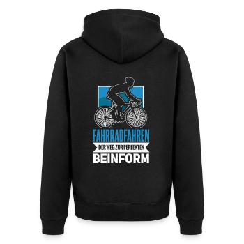 Cooles Mountainbiker Biker Fahrrad Motiv - Unisex Premium Bio Zip Hoodie - Schwarz - Hinten - Nico (187cm)