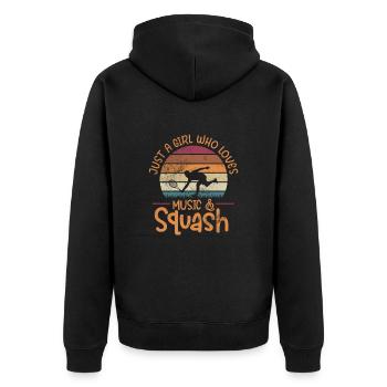 Squash Spieler Badminton Sport Geschenk - Unisex Premium Bio Zip Hoodie - Schwarz - Hinten - Nico (187cm)