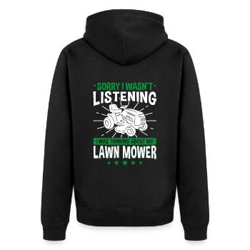 Rasentraktor Geschenk Aufsitzmäher Rasen mähen - Unisex Premium Bio Zip Hoodie - Schwarz - Hinten - Nico (187cm)