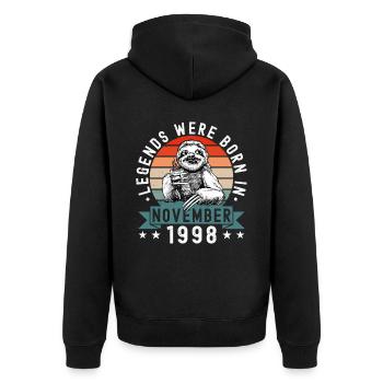 Les légendes sont nées en novembre 1998 paresseux défectueux - Veste à capuche bio Premium Unisexe - noir - Dos - Nico (187cm)