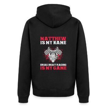 Racing boat design for drag boat racing - Unisex Premium Organic Zip Hoodie - black - Back - Nico (187cm)