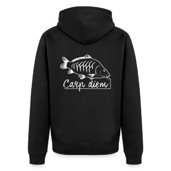 Carp Diem Carp Angler Fisherman - Unisex Premium Organic Zip Hoodie - black - Back - Nico (187cm)