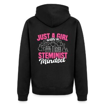 Just A Girl With A Steminist Mindset - Unisex Premium Organic Zip Hoodie - black - Back - Nico (187cm)