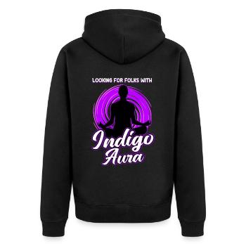 Looking For Folks With Indigo Aura - Unisex Premium Organic Zip Hoodie - black - Back - Nico (187cm)