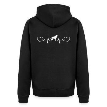 Herz - Herzklopfen - Hund - - Unisex Premium Bio Zip Hoodie - Schwarz - Hinten - Nico (187cm)