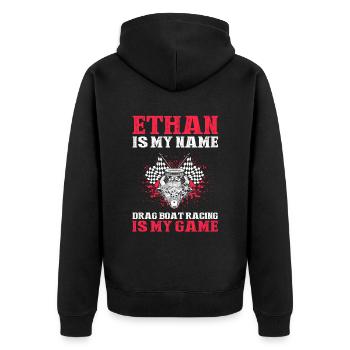 Drag Boot Design für Rennbootfahrer - Unisex Premium Bio Zip Hoodie - Schwarz - Hinten - Nico (187cm)