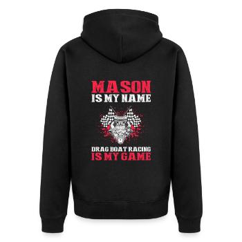Speedboat Racing Design for Racing Boaters - Unisex Premium Organic Zip Hoodie - black - Back - Nico (187cm)