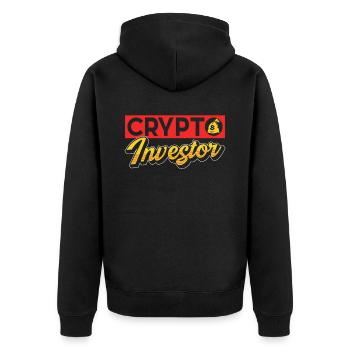 Krypto Investor Crypto Investieren Anleger Anlegen - Unisex Premium Bio Zip Hoodie - Schwarz - Hinten - Nico (187cm)