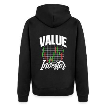 Value Investor Anleger Finanzier Investieren - Unisex Premium Bio Zip Hoodie - Schwarz - Hinten - Nico (187cm)