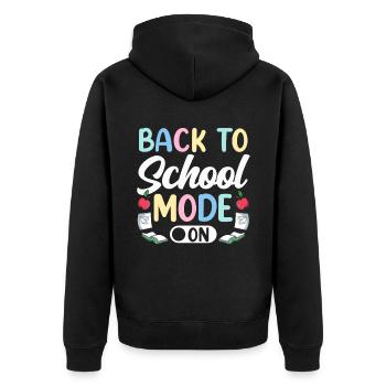 Schulanfang Modus Ein Schule Lehrer Schulstart - Unisex Premium Bio Zip Hoodie - Schwarz - Hinten - Nico (187cm)