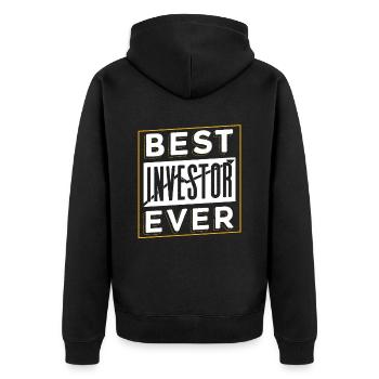 Best investor ever Investors invest - Unisex Premium Organic Zip Hoodie - black - Back - Nico (187cm)