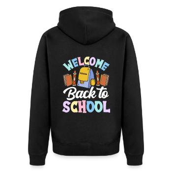 Welcome back to school Teachers Back to school - Unisex Premium Organic Zip Hoodie - black - Back - Nico (187cm)