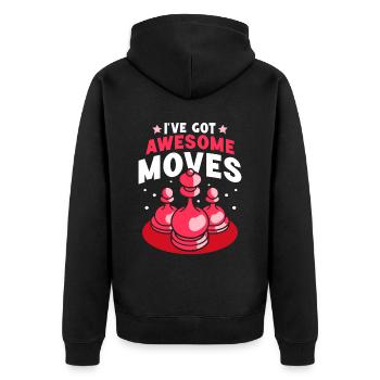 Ich Habe Fantastische Züge Schachspieler Schach - Unisex Premium Bio Zip Hoodie - Schwarz - Hinten - Nico (187cm)
