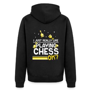 I just like to play chess ok chess player - Unisex Premium Organic Zip Hoodie - black - Back - Nico (187cm)